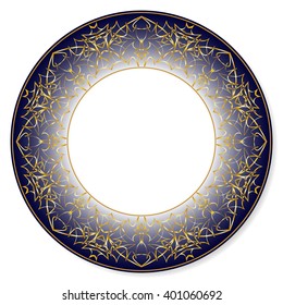 Gold circular pattern on a blue background
