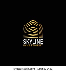 Gold City Building with Initial Letter S I, Golden Real Estate Apartment with SI Monogram luxury elegant logo design