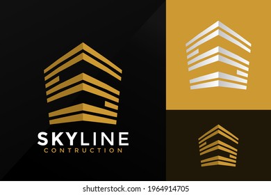 Gold City Building with Initial Letter S, Golden Real Estate Apartment with S Monogram luxury elegant logo design