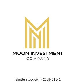 Gold City Building with Initial Letter M N, Golden Real Estate Apartment with MN Monogram luxury elegant logo design