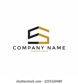 Gold City Building with Initial Letter S, Real Estate Apartment with S Monogram luxury elegant logo design