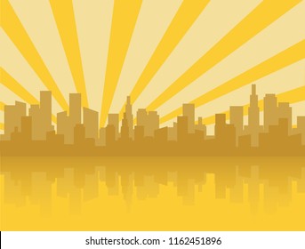Gold city skyline silhouette