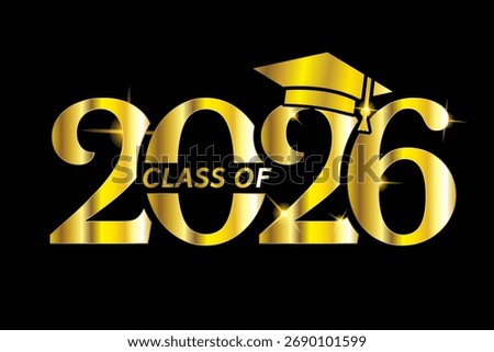Gold Class of 2026 Text Logo for Graduation Congratulations