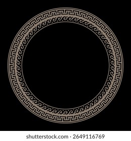 Ouro clássico grego onda meander. A chave grega é sinuosa. Arredondar quadro grego. Circular a fronteira europeia. Padrões da Grécia, Roma antiga. Na forma de onda. Onda vitruviana. Para têxteis, gravura, bordado