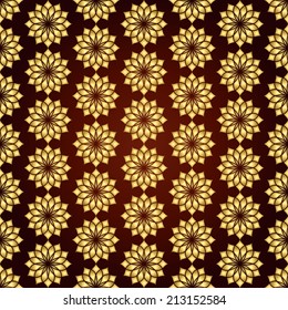 Gold classic jasmine bloom seamless pattern. Vintage jasmine blossom for old or retro design