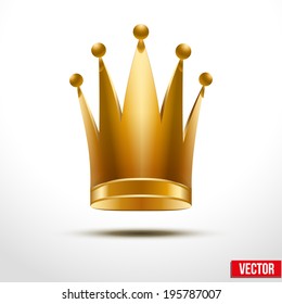 Gold classic royal Crown of Queen or Princess. Isolated On White Background, Vector Illustration