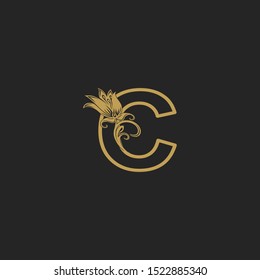 Gold Classy Abstract Nature letter C logo icon design concept for business identity.