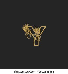 Gold Classy Abstract Nature letter Y logo icon design concept for business identity.