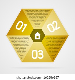 Gold clean vector hexagon infographics background template