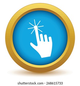 Gold click icon on a white background. Vector illustration