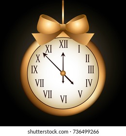 gold clock frame bow ribbon decoration dark background