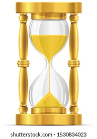 gold clock sand glass timer vector