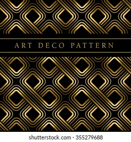 gold clover shape vector seamless pattern in ar deco style