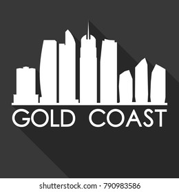 Gold Coast Australia Oceania Flat Icon Skyline Silhouette Design City Vector Art Famous Buildings.