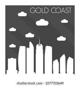 Gold Coast Australia Skyline City Flat Silhouette Design Background
