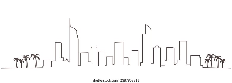 Gold Coast Dark Line Simple Minimalist Skyline With White Background