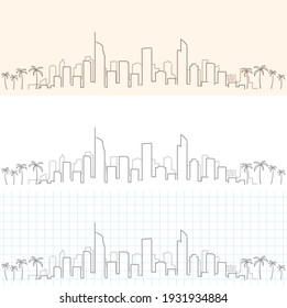 Gold Coast Hand Drawn Profile Skyline