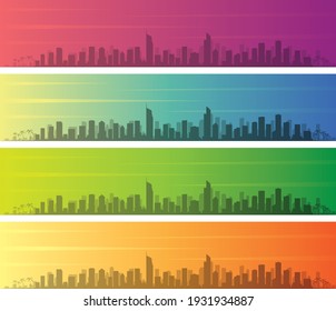 Gold Coast Multiple Color Gradient Skyline Banner