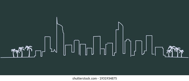 Gold Coast Single Line Skyline Profile