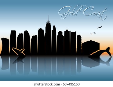 Gold Coast skyline - Australia - vector illustration