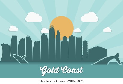 Gold Coast skyline - Australia - vector illustration