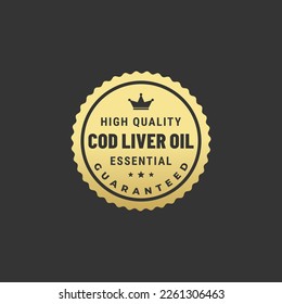 Gold Cod liver oil label or Cod liver oil stamp vector isolated on white background. The best Cod liver oil label for premium product. Cod liver oil stamp or seal for any design.