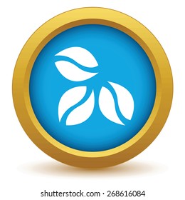 Gold coffee beans icon on a white background. Vector illustration