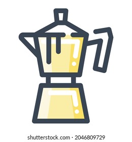 Gold coffee pot. Fully editable, suitable for EPS 10.
