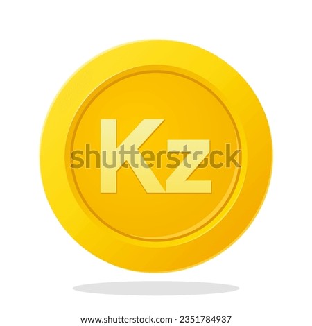 Gold coin with Angolan Kwanza sign. Angola Currency symbol. Financial items.