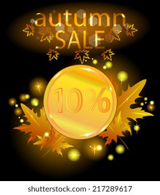 Gold coin. Autumn sale. 