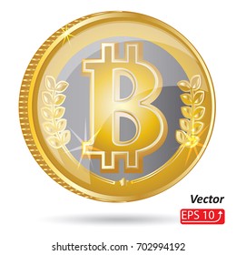 gold coin, bitcoin, isolated on white background for business and economic concepts design vector  illustration