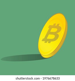 Gold coin bitcoin vector illustration