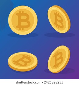 Gold coin bitcoin vector illustration