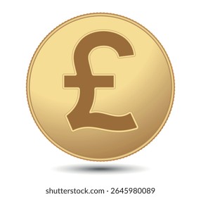 Gold coin, British pound. British pound sign. British pound symbol. The British currency. Vector money symbol. 