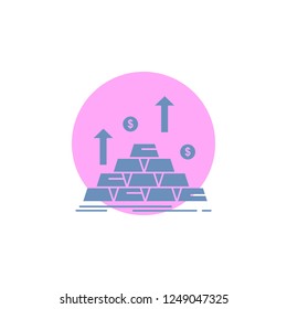 gold, coin, cash, money, growth Glyph Icon.