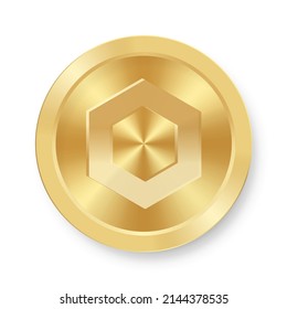 Gold coin of Chainlink Concept of internet web cryptocurrency