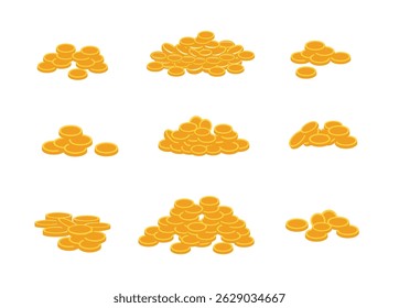 Gold coin clip art. Golden coins pile vector art. Stack of gold coins vector illustration. Perfect for use in finance, game assets, savings, investment, and treasure related designs