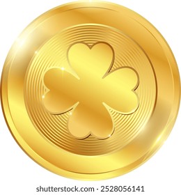 Gold coin clover. Transparent background. Vector.