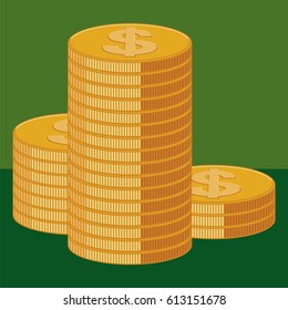 Gold coin of coins.
A three dimensional image of metal banknotes, folded in a certain way in space.