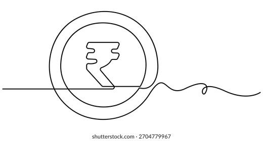 Dibujo continuo de una línea de monedas de oro, símbolo de dinero de monedas de éxito financiero y negocios de inversión. 