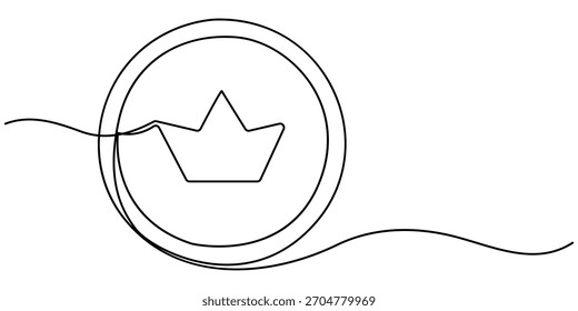 Dibujo continuo de una línea de monedas de oro, símbolo de dinero de monedas de éxito financiero y negocios de inversión. 