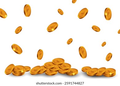 Gold coin design falling from the sky