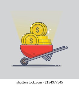 gold coin design vector illustration in cart