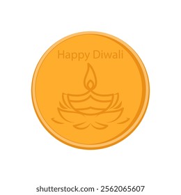 Gold Coin, Diwali, Hindu, Indian Symbol Illustration