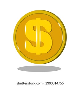 Gold coin. Dollar.
