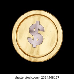 gold coin dollar 3d render vector