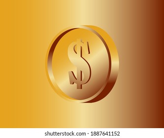 A Gold Coin of Dollar Represent Money Currency in Vector Illustration Format