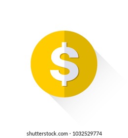 Gold coin with dollar sign icon. Vector illustration.
