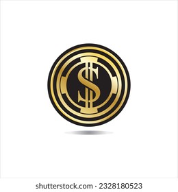Gold coin with dollar sign illustration. vector dollar coin icon isolated on white background