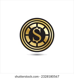 Gold coin with dollar sign illustration. vector dollar coin icon isolated on white background